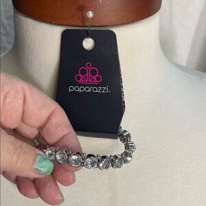 Paparazzi Dazzling Silver and Clear Rhinestone Bracelet
